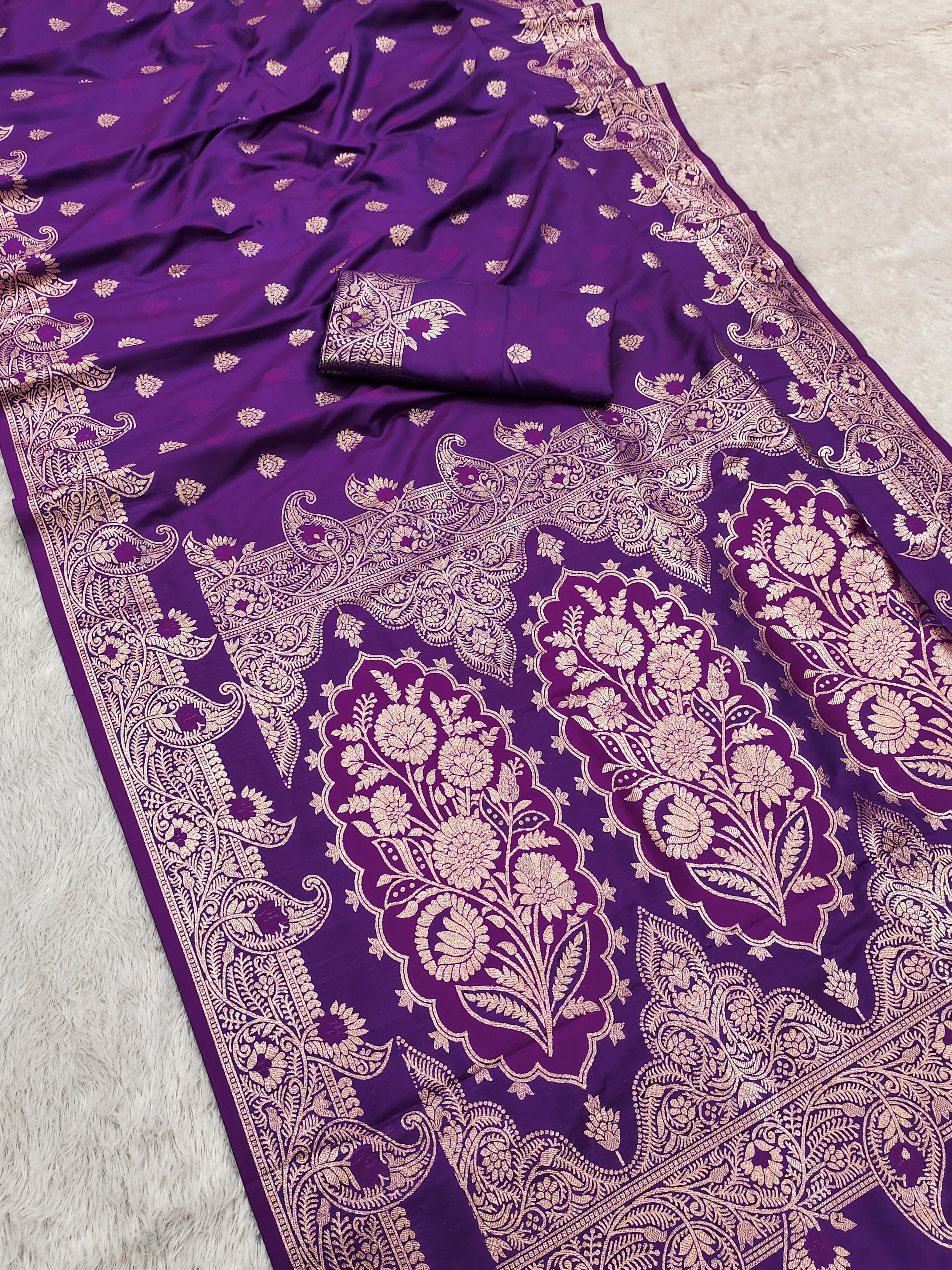 Soft Banarasi silk saree with delicate zari weaving